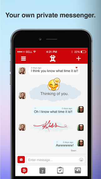 Twyxt the couple app with chat lists and calendar for two