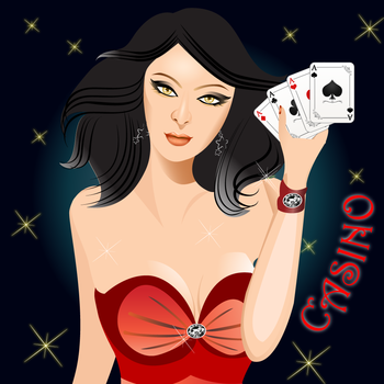 Awaking of Classic BlackJack - Sexy Red Girl with the Shocking Real Casino BJ Cards Game + LOGO-APP點子