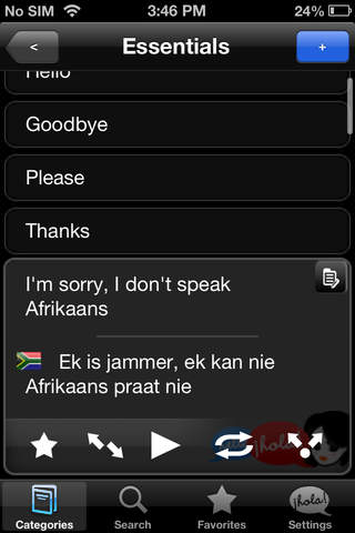Lingopal Afrikaans - talking phrasebook screenshot 3