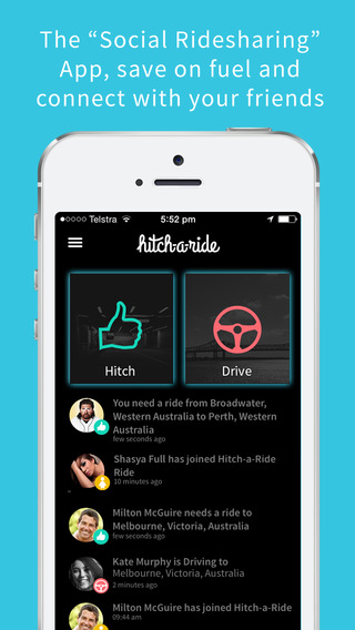 Hitch-A-Ride - Real-time ride sharing social network.