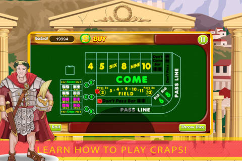 Caesar Rules Craps FREE - Roll the dice and beat the odds screenshot 2