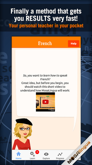 Learn French quickly with SRS Memorization - MosaLingua English -> French