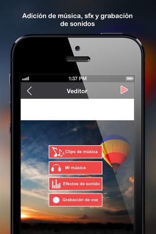 Veditor - editor de vídeo añadir filtros, texto, música, efectos de sonido, imágenes y pegatinas screenshot 3