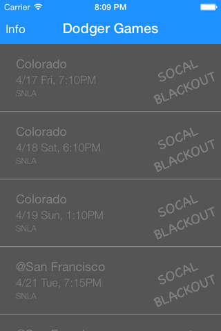 Dodger Fans w/o TWC - LA Blackout Schedule screenshot 2