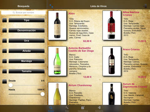 Vinoteca: Carta de vinos digital para iPad screenshot 2