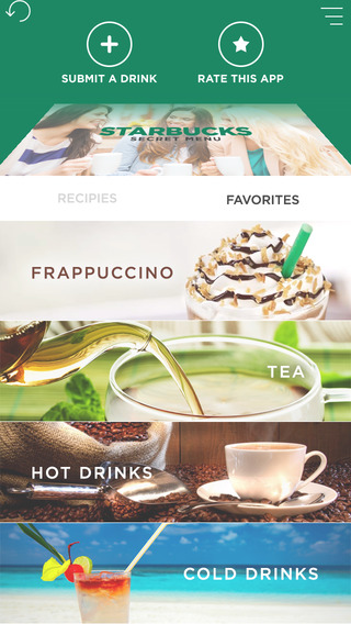 Great recipes for Starbucks Menu Pro version - More than 100 Drink recipes. Share your drink Recipe