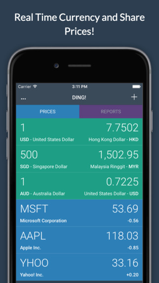 Ding - Real Time Stocks Currency Monitoring with Push Notifications