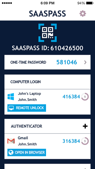 SAASPASS - Two-Factor Authentication Security - with Authenticator Mobile Two-Step Verification 2FA 