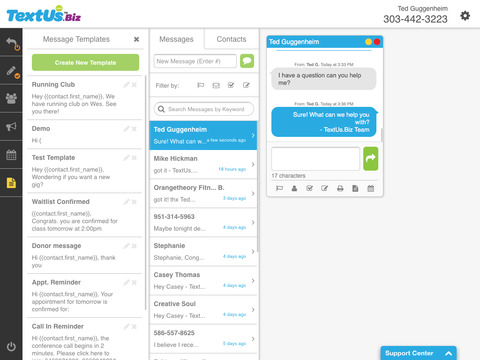 TextUs.Biz Messages for iPad screenshot 3