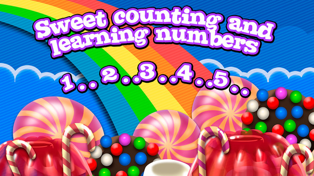 Sweet counting and learning numbers. Candies jellies lolipops and chocolates are fun