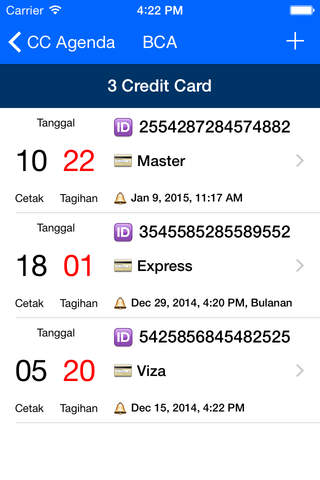 Credit Card Agenda screenshot 2