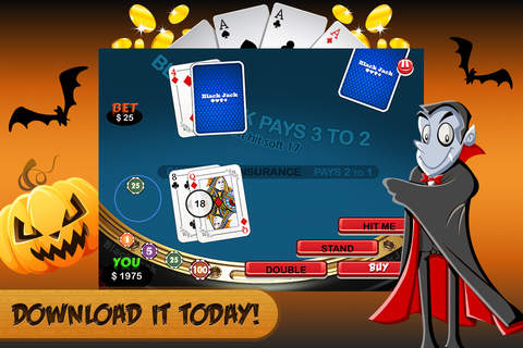 Halloween Blackjack FREE - Trick or Treat Casino Mania screenshot 3