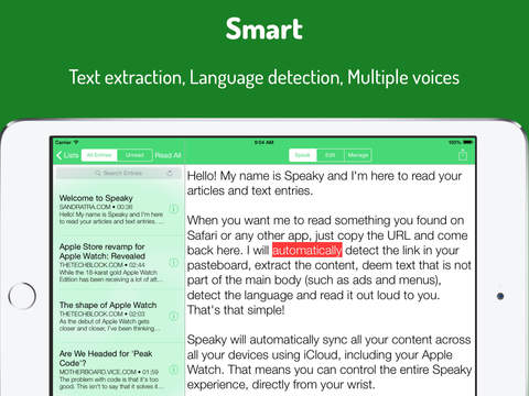 【免費生產應用App】Speaky - Text & Article Voice Reader-APP點子