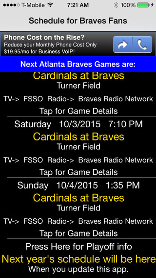 【免費運動App】Baseball schedule for Atlanta Braves fans with TV and radio listings.-APP點子