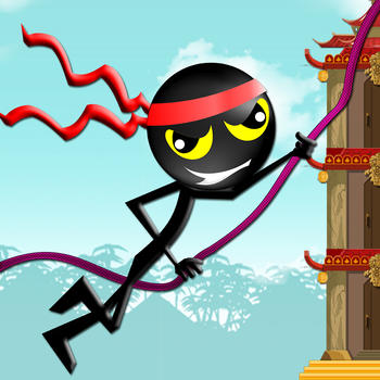 Action Stick-Man Ninja Swinging : Asian Skyscrapers Tight-Rope Swing Adventure PRO LOGO-APP點子