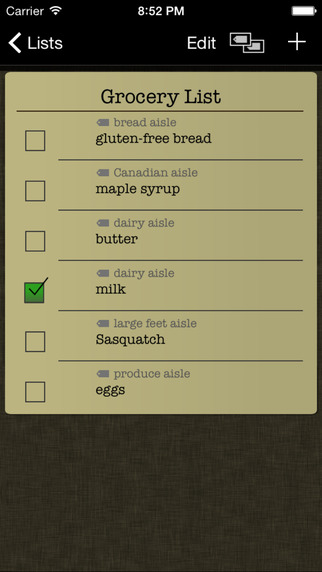 Simple Grocery List