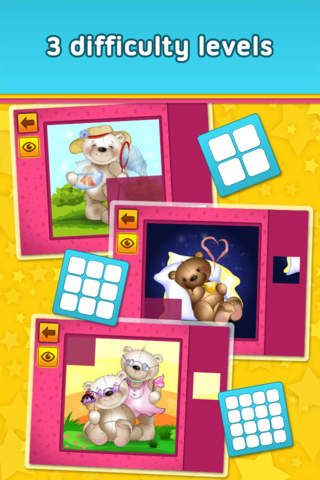 Cute Teddy Bears - puzzle game for little girls, boys and preschool kids - Free screenshot 2