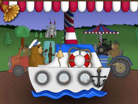 Carousel for toddlers and small children with fire engine, ship and other vehicles. screenshot 2