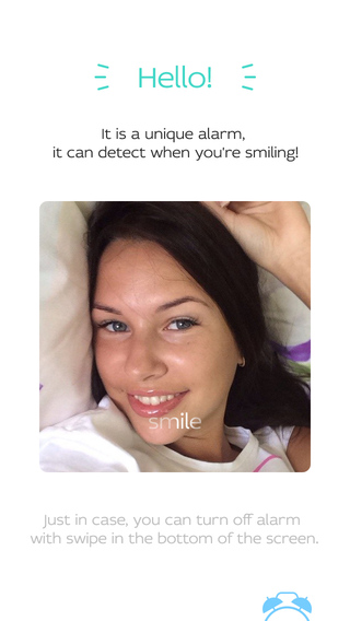 Smiley Alarm Clock: smile and wake up