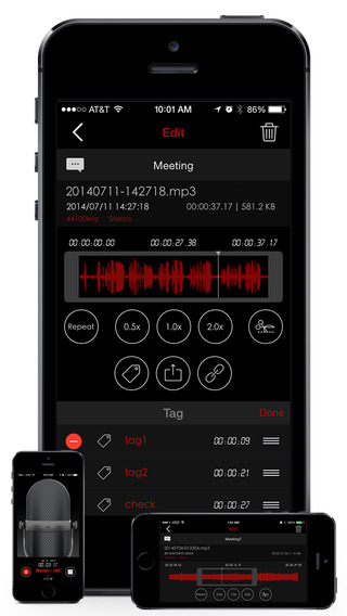 【免費商業App】Awesome Voice Recorder - voice recorder (MP3/WAV/M4A) Audio Recording, Playback, Trimming, Combine, Tagging, Share-APP點子