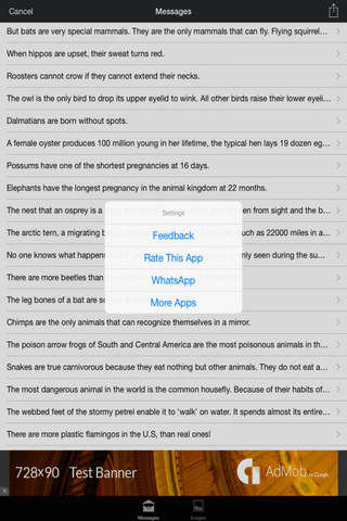 Animal Facts SMS Messages - Latest Facts / New Facts screenshot 4