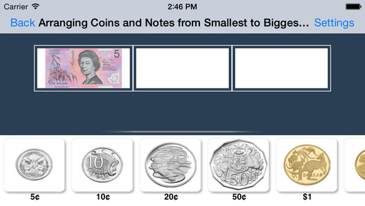 【免費教育App】Arranging Coins and Notes from Smallest to Biggest Value - ( Australian currency )-APP點子