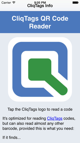 CliqTags QR Code Reader