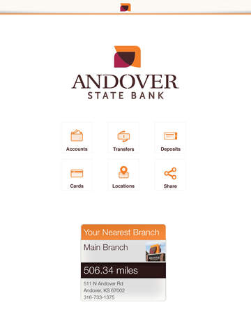 Andover State Bank Mobile Banking App for iPad