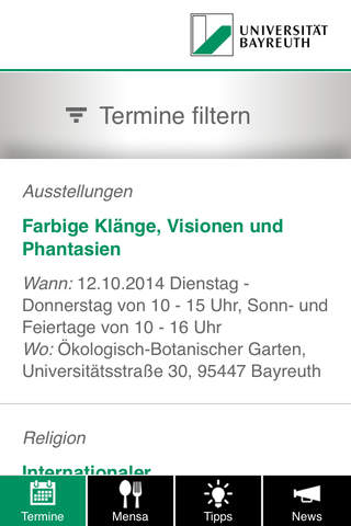 Uni Bayreuth Campus App screenshot 2