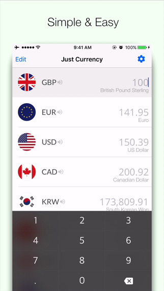 Just Currency - Simple Easy Currency Exchange Rates Converter