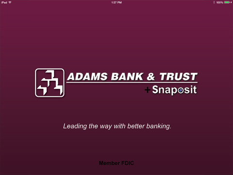 Adams Bank Trust + Snaposit for iPad
