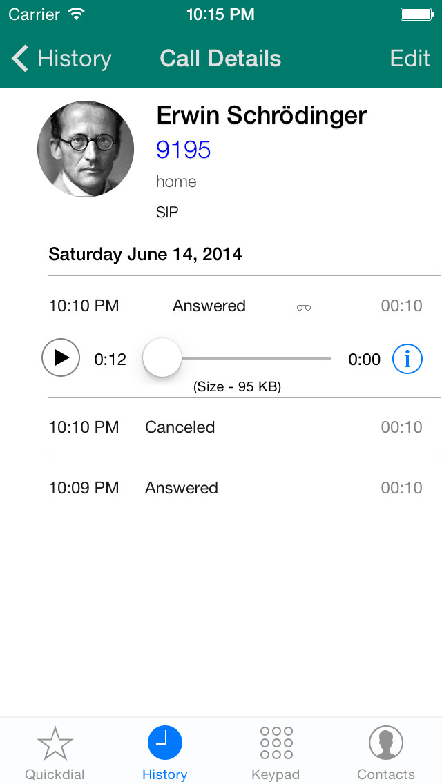 Screenshots of Acrobits Softphone for iPhone