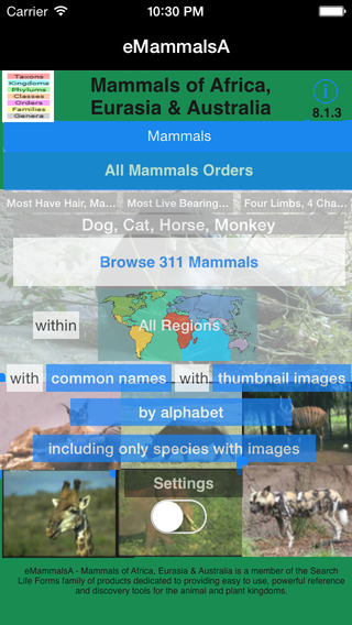 Mammals of Africa Eurasia Australia - An Old World Mammals App