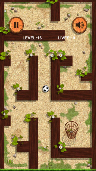 Ball and basket. Football and walls. Find the path