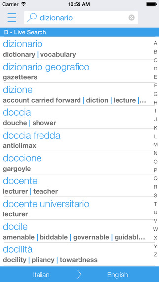 Italian English Dictionary and Translator Il Vocabolario Italiano - Inglese