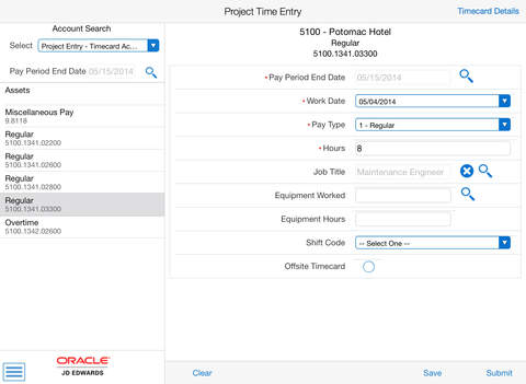 【免費商業App】Project Time Entry Tablet for JD Edwards EnterpriseOne-APP點子