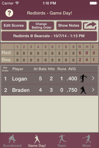 TeamShare-Baseball - Game Data Tracker screenshot 2