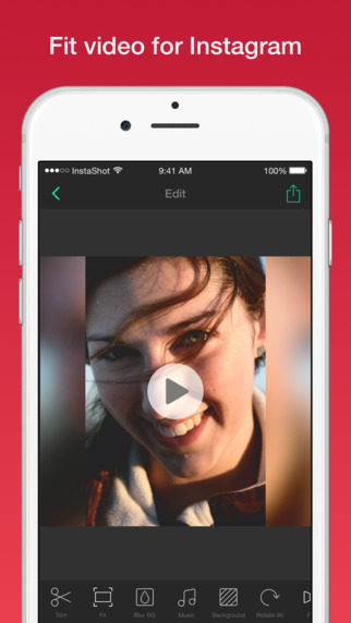 InstaShot - No Crop Video Editor for Instagram with Blur Border and Text on Video