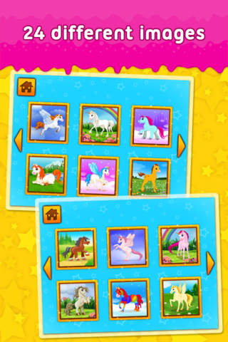 Beautiful Ponies and Cute Unicorns - puzzle game for little girls and preschool kids - Free screenshot 3