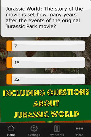 Quiz Game for the Jurassic Park Movies - Including Questions about Jurassic World and general knodwledge facts about dinosaurs screenshot 2
