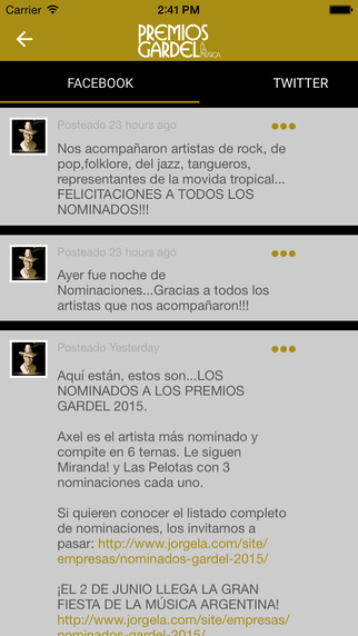 【免費音樂App】Premios Gardel 2015-APP點子