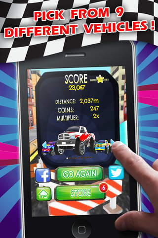 Pickup Monster Stunt Truck Rush - FREE - Extreme Obstacle Course Car Race Game screenshot 4