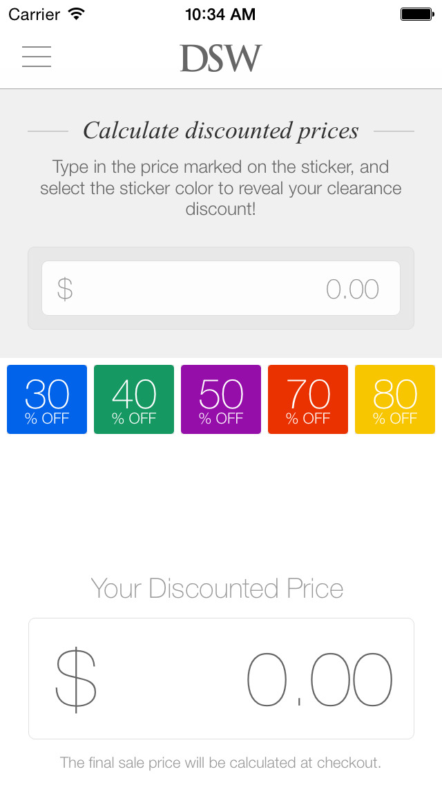 dsw color discount