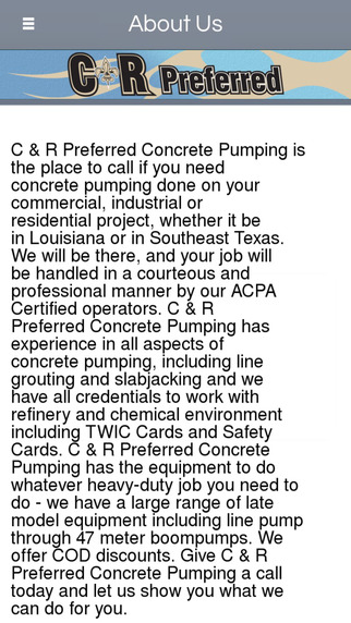 【免費商業App】C & R Preferred Concrete Pumping LLC - Sulphur-APP點子