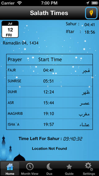 Ramadan Timings 2013