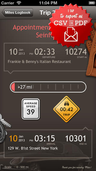 【免費交通運輸App】Miles - The Classic Mileage Log with CSV and PDF Export-APP點子