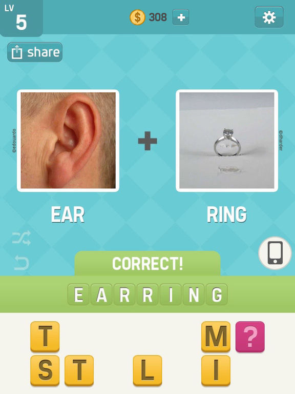Screenshots of Pictoword Free: Fun 2 Pics Guess What's the 1 Word for iPad