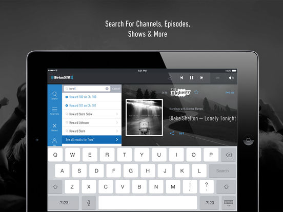 Screenshots of SiriusXM Radio - Music, Talk, Comedy, Sports, More for iPad