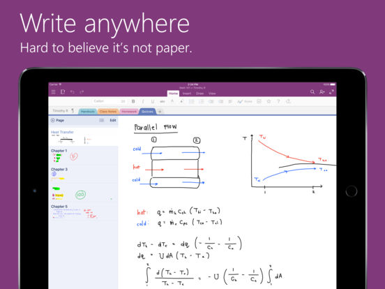 Screenshots of Microsoft OneNote for iPad