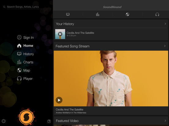 Screenshots of SoundHound for iPad